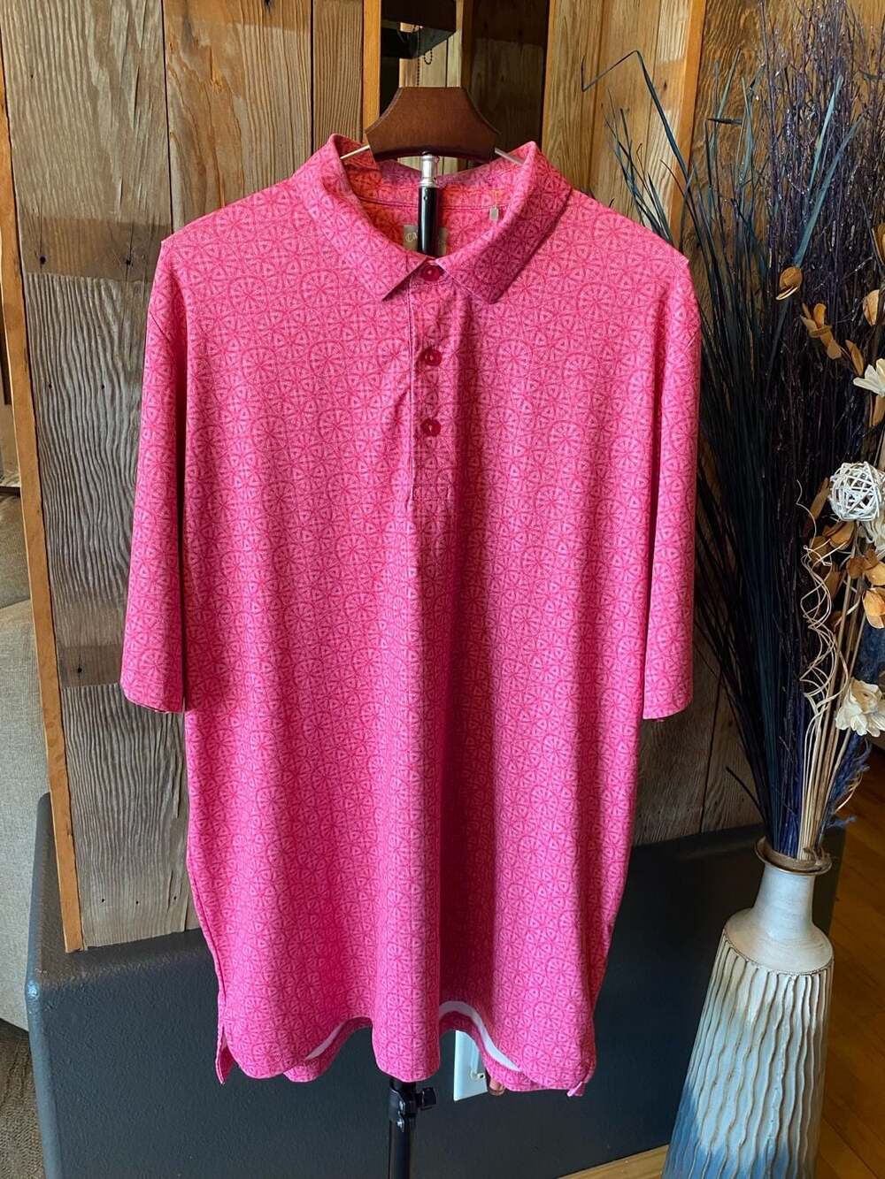 Callaway Swing Tech Stitched Chevron Geo Print Golf Polo - Pink